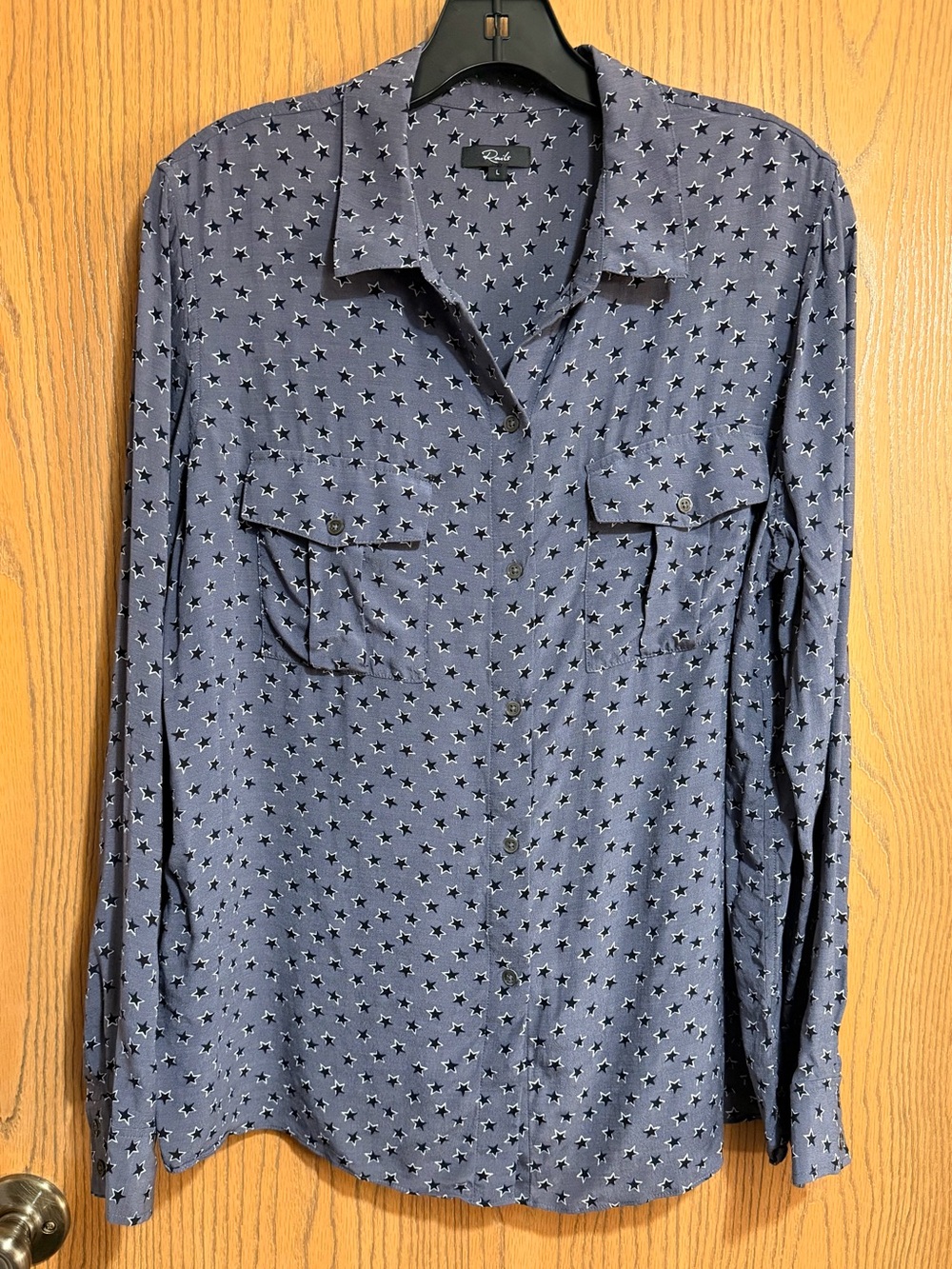 EUC Rails Star-Print Button Down Shirt in Steel Gray, Black & White